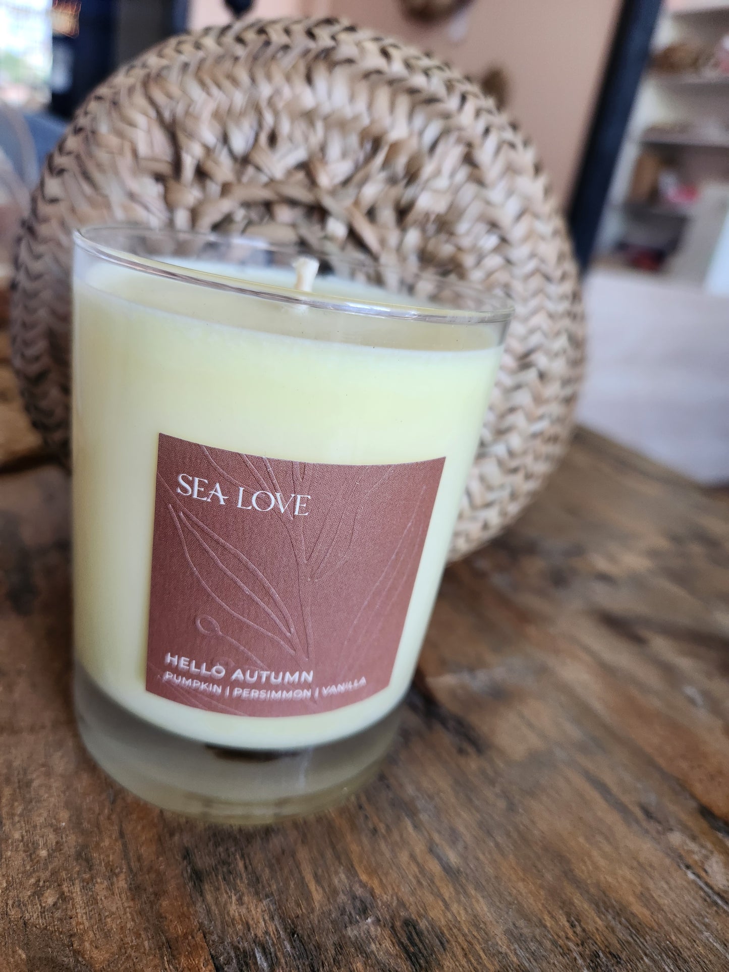 Hello Autumn Sea Love Candle