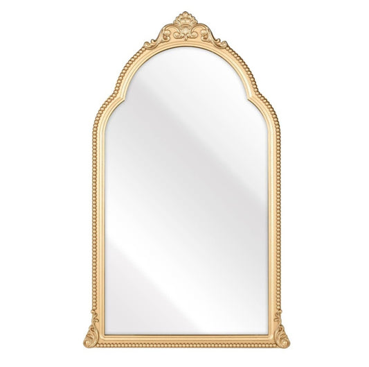 Long Arched Gold Metal Framed Wall Mirror