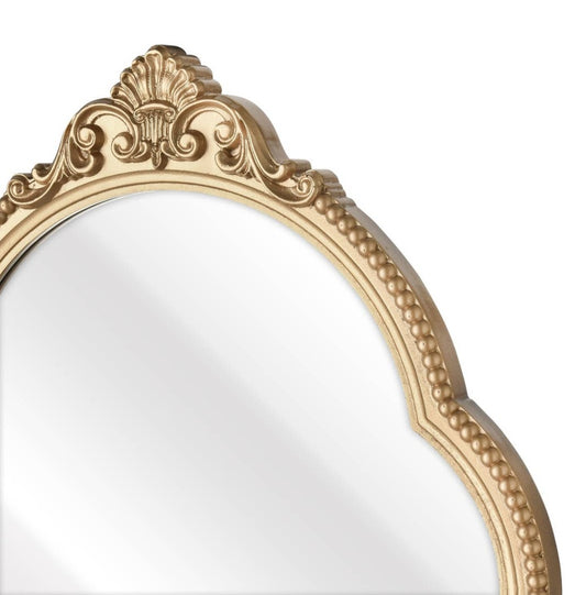 Long Arched Gold Metal Framed Wall Mirror
