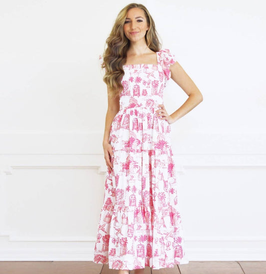 Pink Toile Smocked House Dress