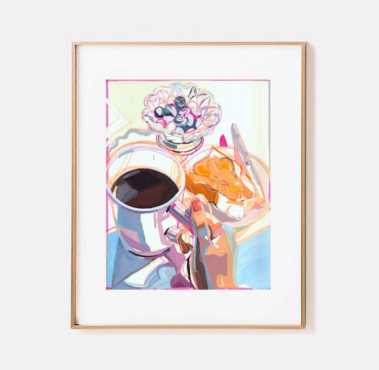 "Peanut Butter and Honey" Coffee and Fruit Signed Giclee Print (Frame Not Included)
