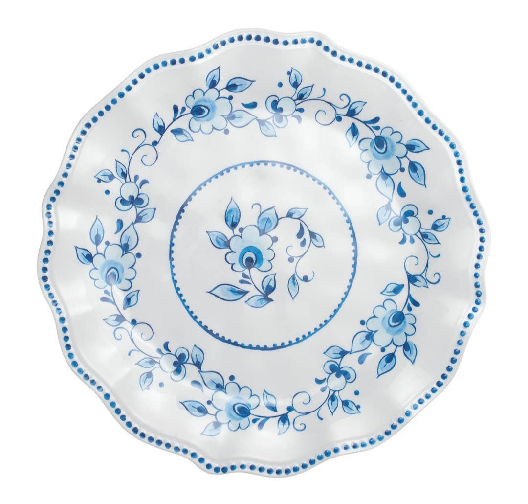 Blue and White Floral 10 1/2" Melamine Plate