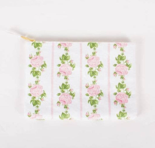 Pink Rose Vine Terry Flat Pouch