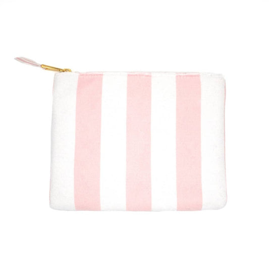 Pink Stripe Terry Flat Pouch - Small