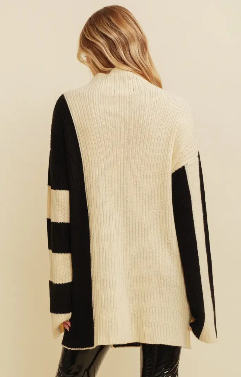 Color Block Mock Neck Sweater