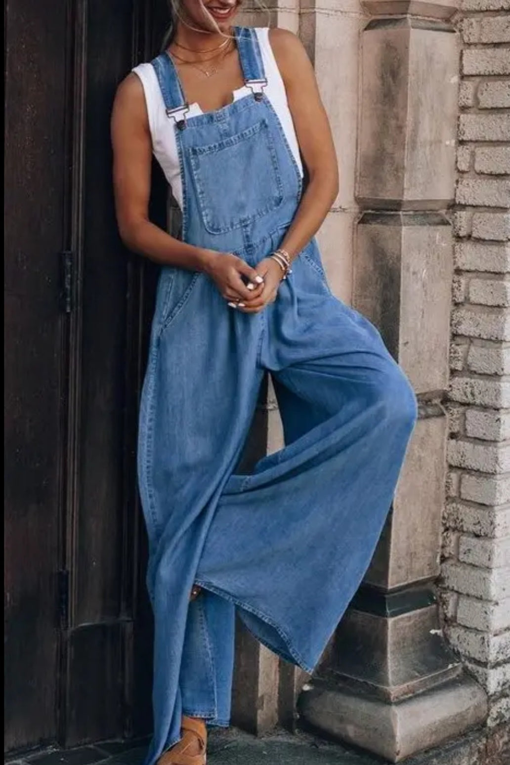 Wide Leg Denim Overalls