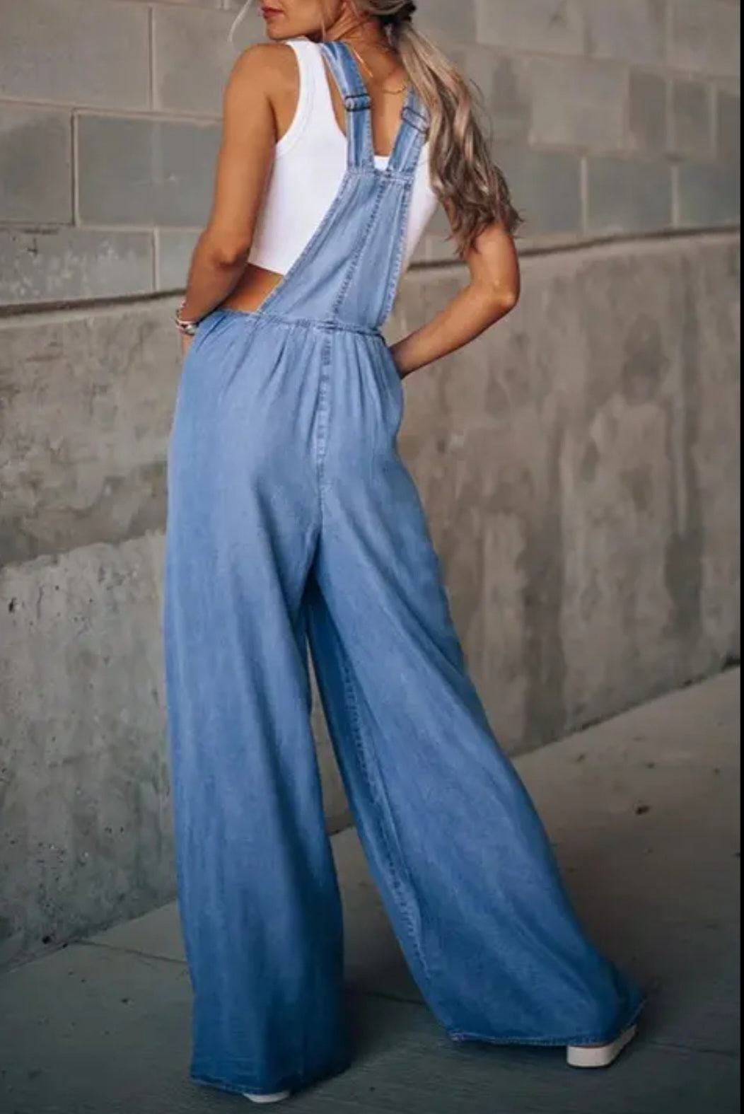 Wide Leg Denim Overalls