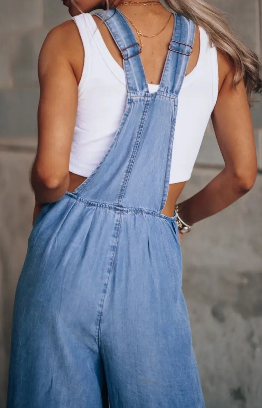 Wide Leg Denim Overalls