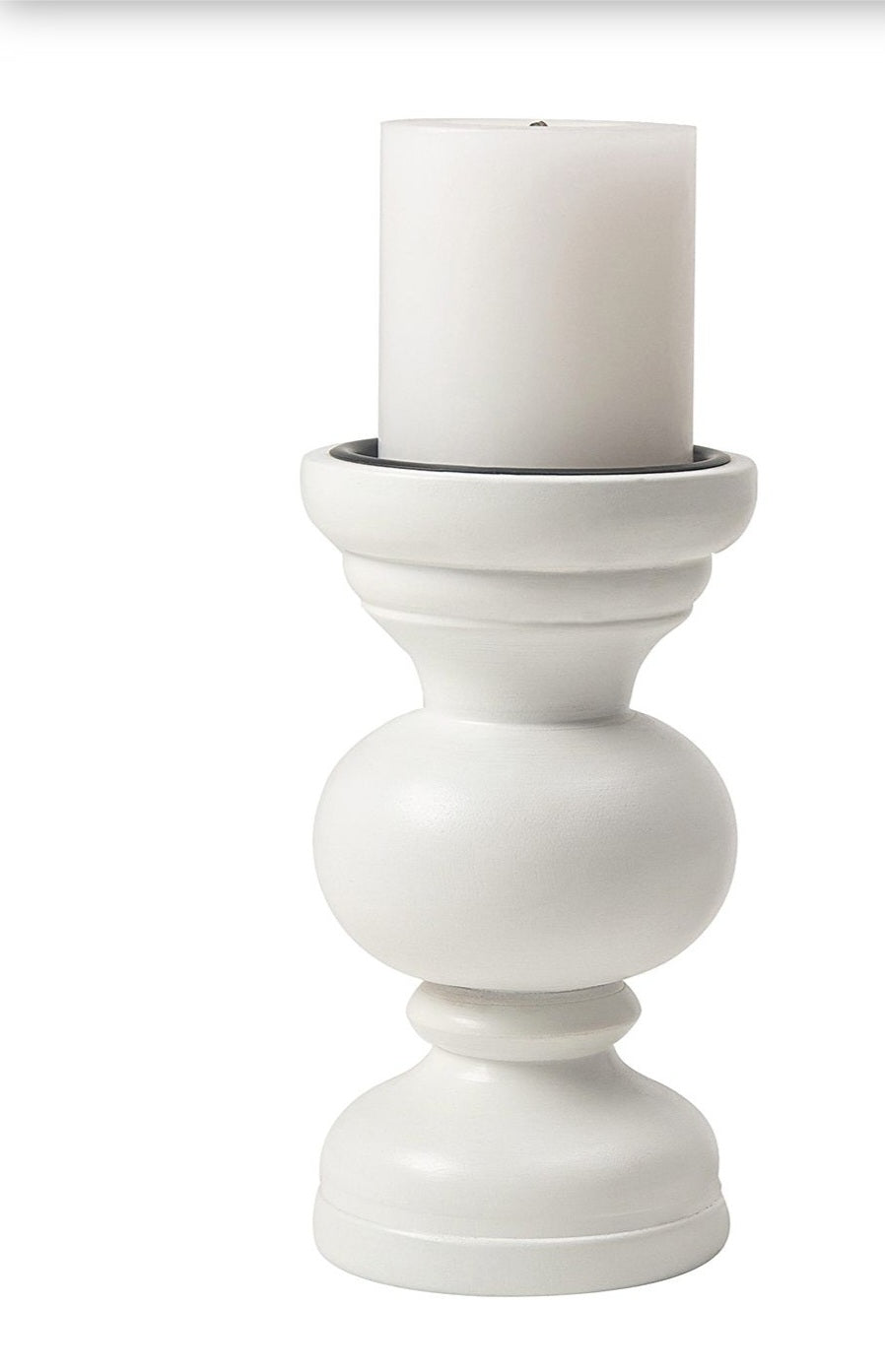 Wooden White Baronial Candle Stand